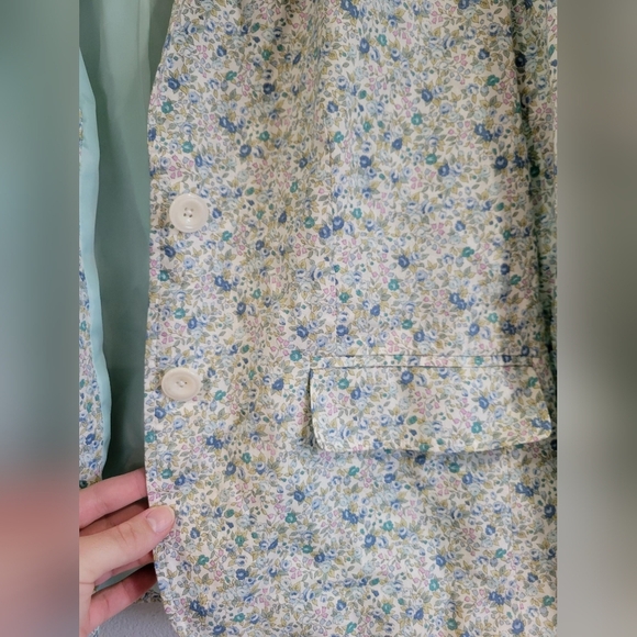 ORVIS Cottagecore Floral Cotton Blazer Jacket Spring Summer boxy size 14 - Picture 3 of 5